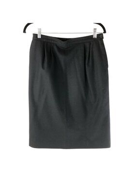 Pendleton Vintage Pencil Skirt Black Back Slit Pleated Virgin Wool Petites 12P
